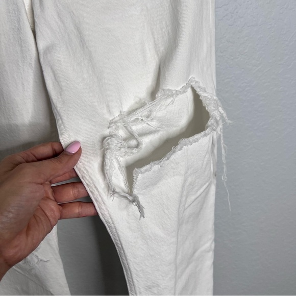 Abercrombie & Fitch Jeans Women 6 28 The mom high rise stretch White Distressed - Picture 3 of 9